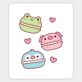 Cute Green Frog Pink Piggy Blue Penguin Macarons Magnet